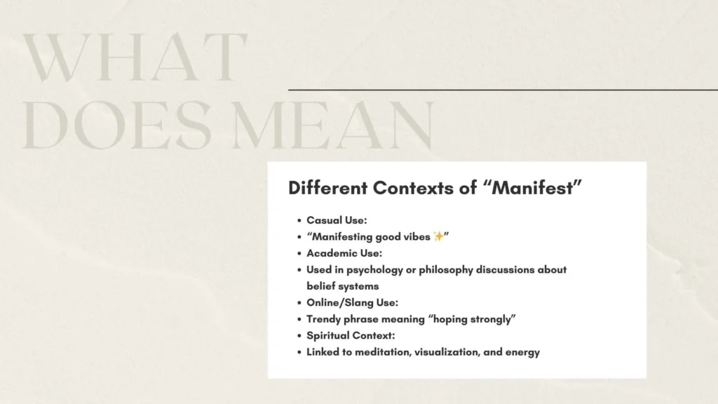 what does it mean to manifest something