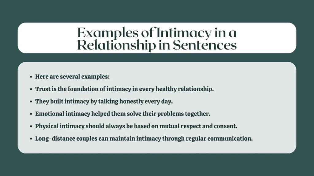 Examples of Intimacy in a Relationship in Sentences
