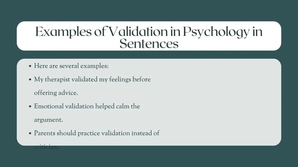 Examples of Validation in Psychology in Sentences