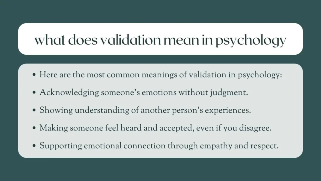 what does validation mean in psychology