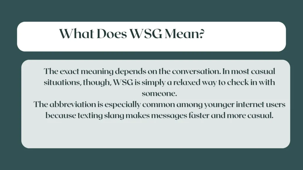 What Does WSG Mean?