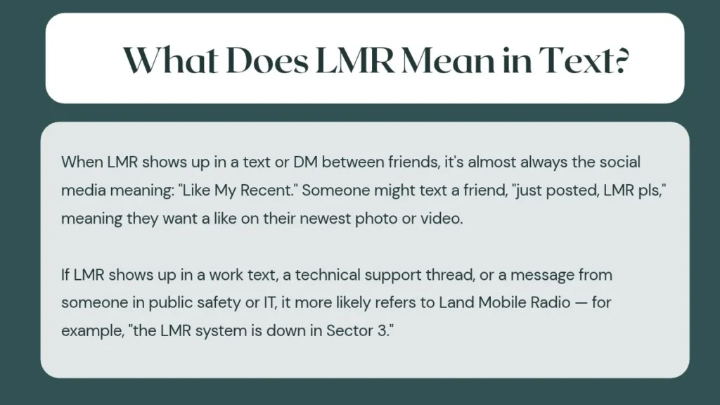 What Does LMR Mean in Text?