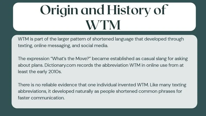 Origin and History of WTM