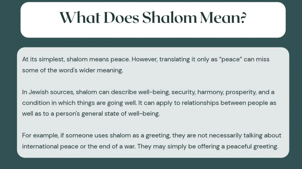 What Does Shalom Mean?