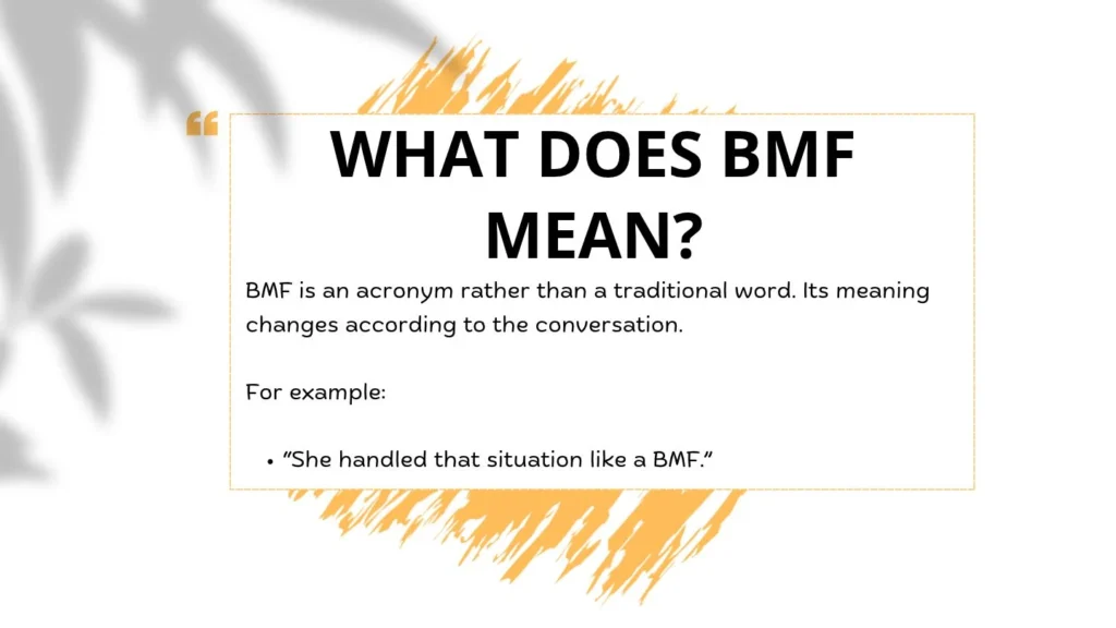 What Does BMF Mean?