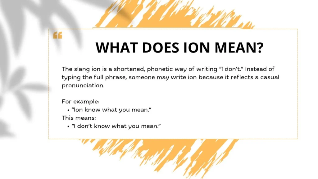 What Does Ion Mean?