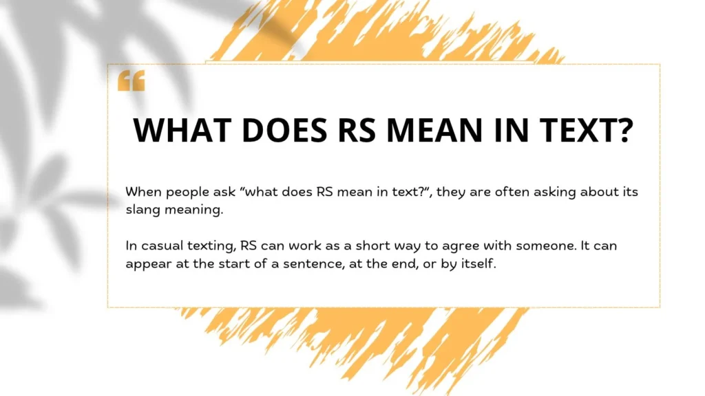 What Does RS Mean in Text?